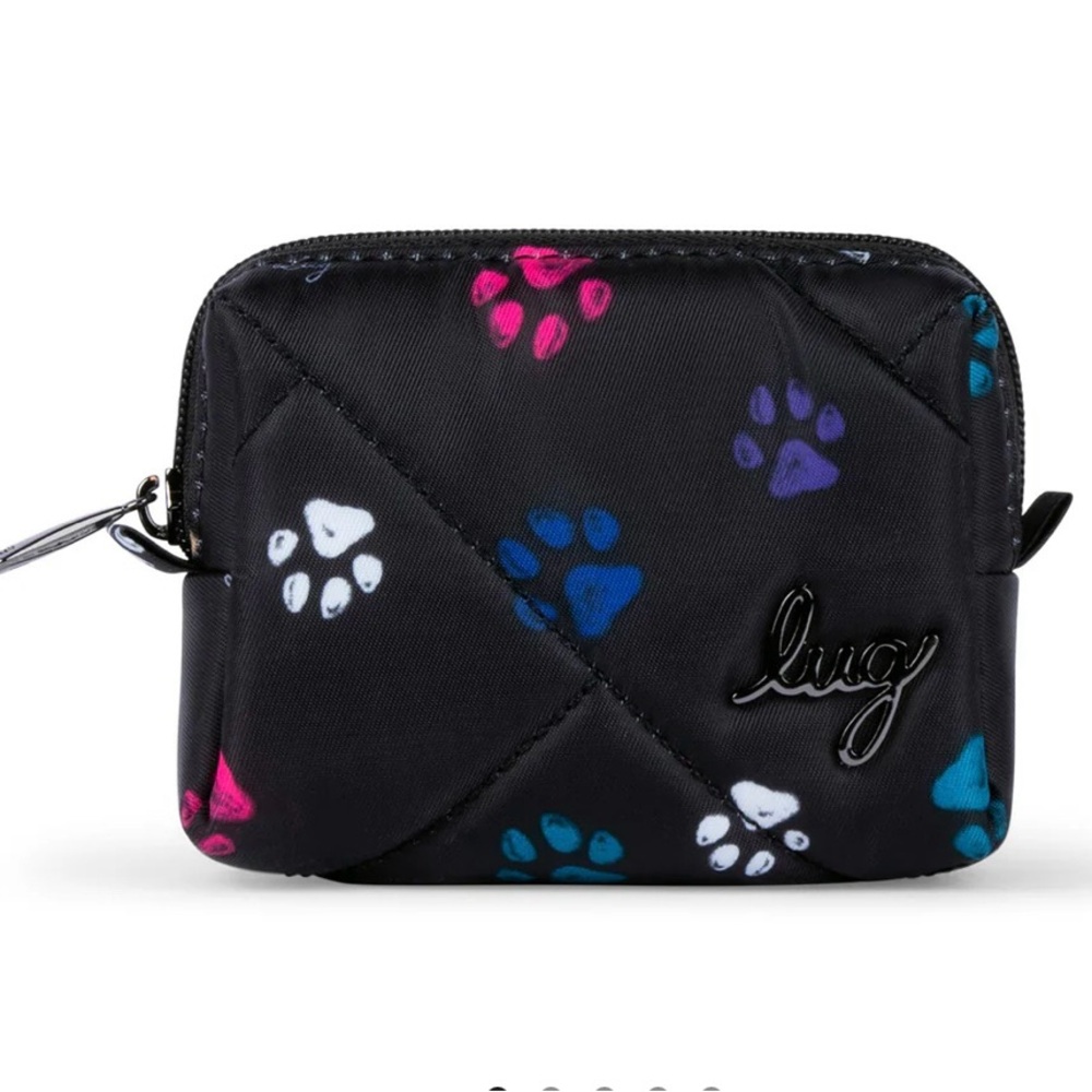 Lug Choo Choo Mini Quilted Pill Case “Paws Black”. NWT